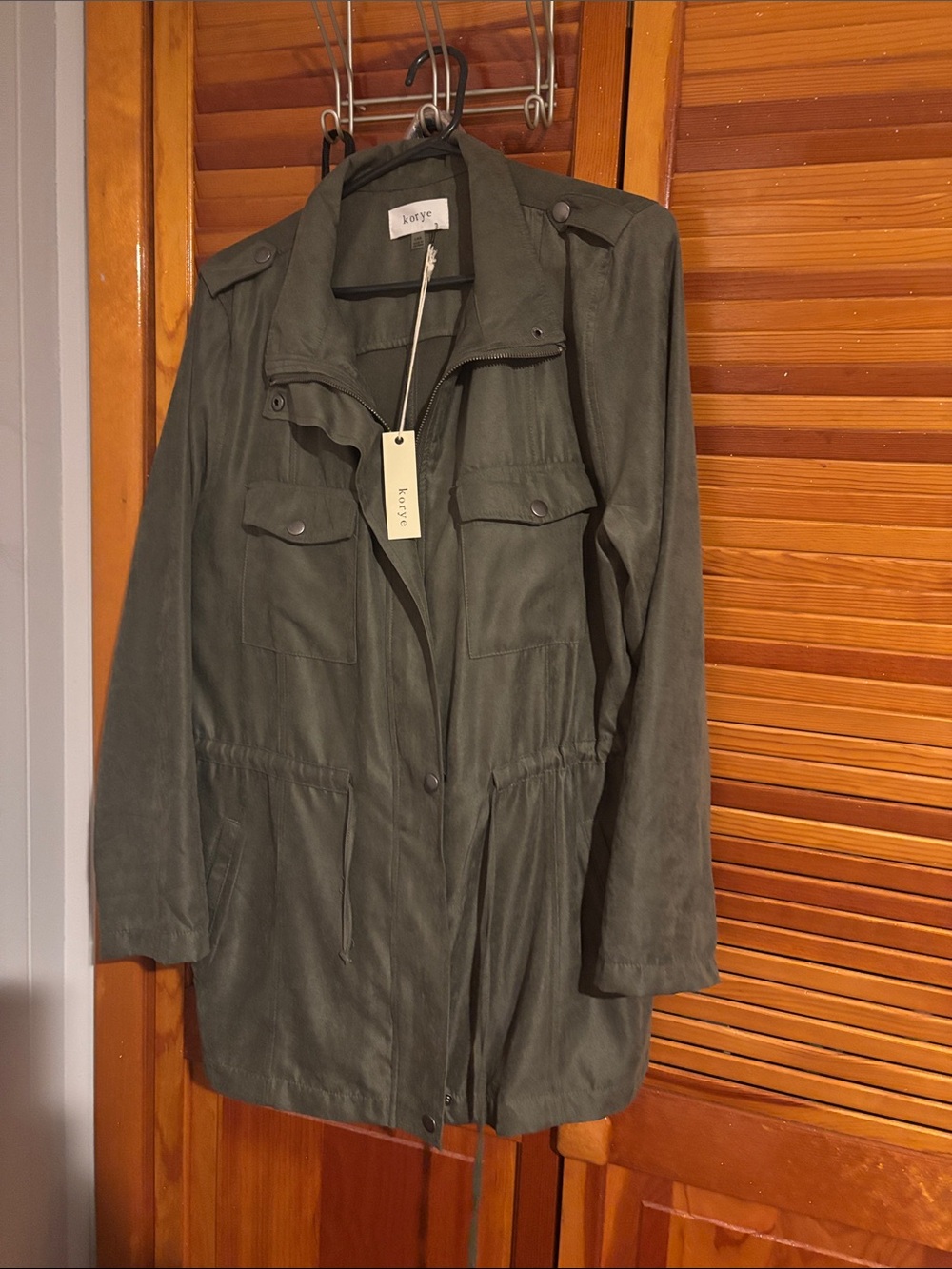 Lrg Olive Green Utility Jacket with Drawstring Waist